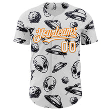 Load image into Gallery viewer, Custom White Bay Orange 3D Pattern Design Alien UFO Authentic Baseball Jersey