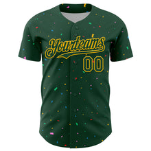 Load image into Gallery viewer, Custom Green Gold 3D Pattern Design Confetti Colorful Speckle Authentic Baseball Jersey