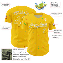 Load image into Gallery viewer, Custom Yellow White 3D Pattern Design Confetti Colorful Speckle Authentic Baseball Jersey