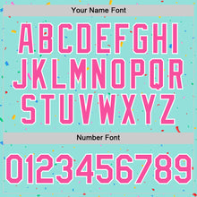 Load image into Gallery viewer, Custom Ice Blue Pink-White 3D Pattern Design Confetti Colorful Speckle Authentic Baseball Jersey