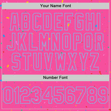 Load image into Gallery viewer, Custom Pink Light Blue 3D Pattern Design Confetti Colorful Speckle Authentic Baseball Jersey