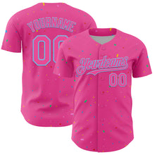 Load image into Gallery viewer, Custom Pink Light Blue 3D Pattern Design Confetti Colorful Speckle Authentic Baseball Jersey