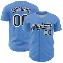 Charger l'image dans la galerie, Custom Powder Blue Black-White 3D Pattern Design Confetti Colorful Speckle Authentic Baseball Jersey