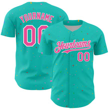Charger l'image dans la galerie, Custom Aqua Black-White 3D Pattern Design Confetti Colorful Speckle Authentic Baseball Jersey