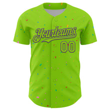 Загрузить изображение в средство просмотра галереи, Custom Neon Green Purple 3D Pattern Design Confetti Colorful Speckle Authentic Baseball Jersey