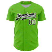 Laden Sie das Bild in den Galerie-Viewer, Custom Aurora Green Black-White 3D Pattern Design Confetti Colorful Speckle Authentic Baseball Jersey
