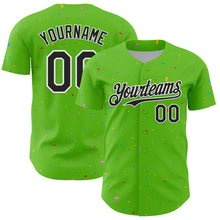 Laden Sie das Bild in den Galerie-Viewer, Custom Aurora Green Black-White 3D Pattern Design Confetti Colorful Speckle Authentic Baseball Jersey