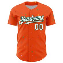 Charger l'image dans la galerie, Custom Orange White-Kelly Green 3D Pattern Design Confetti Colorful Speckle Authentic Baseball Jersey