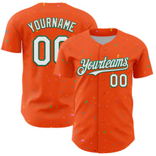 Charger l'image dans la galerie, Custom Orange White-Kelly Green 3D Pattern Design Confetti Colorful Speckle Authentic Baseball Jersey