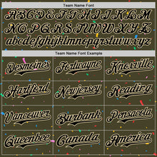 Load image into Gallery viewer, Custom Olive Black-Cream 3D Pattern Design Confetti Colorful Speckle Authentic Baseball Jersey