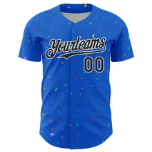 Load image into Gallery viewer, Custom Thunder Blue Black-White 3D Pattern Design Confetti Colorful Speckle Authentic Baseball Jersey