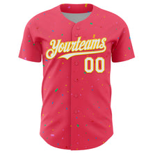 Загрузить изображение в средство просмотра галереи, Custom Neon Pink White-Yellow 3D Pattern Design Confetti Colorful Speckle Authentic Baseball Jersey