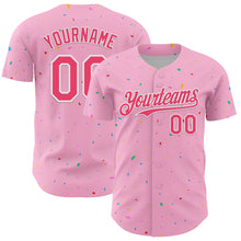 Load image into Gallery viewer, Custom Light Pink Neon Pink-White 3D Pattern Design Confetti Colorful Speckle Authentic Baseball Jersey