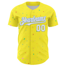 Загрузить изображение в средство просмотра галереи, Custom Light Yellow White-Light Blue 3D Pattern Design Confetti Colorful Speckle Authentic Baseball Jersey