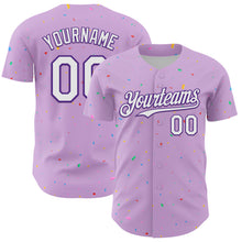 Загрузить изображение в средство просмотра галереи, Custom Light Purple White-Purple 3D Pattern Design Confetti Colorful Speckle Authentic Baseball Jersey