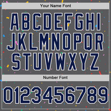 Load image into Gallery viewer, Custom Steel Gray Navy-White 3D Pattern Design Confetti Colorful Speckle Authentic Baseball Jersey