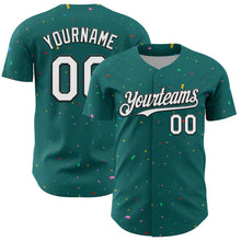 Загрузить изображение в средство просмотра галереи, Custom Teal White-Black 3D Pattern Design Confetti Colorful Speckle Authentic Baseball Jersey