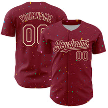 Laden Sie das Bild in den Galerie-Viewer, Custom Crimson Cream 3D Pattern Design Confetti Colorful Speckle Authentic Baseball Jersey
