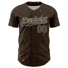 Load image into Gallery viewer, Custom Brown Black-Cream 3D Pattern Design Confetti Colorful Speckle Authentic Baseball Jersey