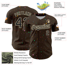Load image into Gallery viewer, Custom Brown Black-Cream 3D Pattern Design Confetti Colorful Speckle Authentic Baseball Jersey