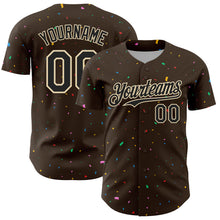 Load image into Gallery viewer, Custom Brown Black-Cream 3D Pattern Design Confetti Colorful Speckle Authentic Baseball Jersey