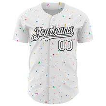 Load image into Gallery viewer, Custom White Black 3D Pattern Design Confetti Colorful Speckle Authentic Baseball Jersey