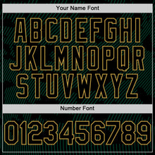 Charger l'image dans la galerie, Custom Black Kelly Green-Old Gold Curve Lines Authentic Baseball Jersey