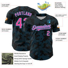 Laden Sie das Bild in den Galerie-Viewer, Custom Black Pink-Sky Blue Curve Lines Authentic Baseball Jersey