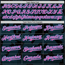 Laden Sie das Bild in den Galerie-Viewer, Custom Black Pink-Sky Blue Curve Lines Authentic Baseball Jersey