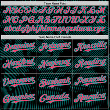 Загрузить изображение в средство просмотра галереи, Custom Black Neon Pink-Aqua Curve Lines Authentic Baseball Jersey