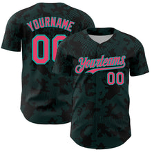 Загрузить изображение в средство просмотра галереи, Custom Black Neon Pink-Aqua Curve Lines Authentic Baseball Jersey