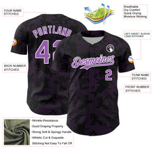 Laden Sie das Bild in den Galerie-Viewer, Custom Black Medium Purple-White Curve Lines Authentic Baseball Jersey