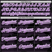 Laden Sie das Bild in den Galerie-Viewer, Custom Black Medium Purple-White Curve Lines Authentic Baseball Jersey
