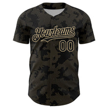 Laden Sie das Bild in den Galerie-Viewer, Custom Black Vegas Gold Curve Lines Authentic Baseball Jersey