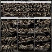 Laden Sie das Bild in den Galerie-Viewer, Custom Black Vegas Gold Curve Lines Authentic Baseball Jersey