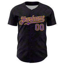 Laden Sie das Bild in den Galerie-Viewer, Custom Black Purple-Yellow Curve Lines Authentic Baseball Jersey