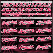 Laden Sie das Bild in den Galerie-Viewer, Custom Black Neon Pink-White Curve Lines Authentic Baseball Jersey