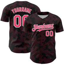 Laden Sie das Bild in den Galerie-Viewer, Custom Black Neon Pink-White Curve Lines Authentic Baseball Jersey