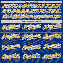 Laden Sie das Bild in den Galerie-Viewer, Custom Royal Old Gold-White Curve Lines Authentic Baseball Jersey