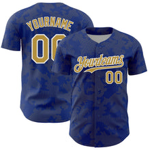 Laden Sie das Bild in den Galerie-Viewer, Custom Royal Old Gold-White Curve Lines Authentic Baseball Jersey