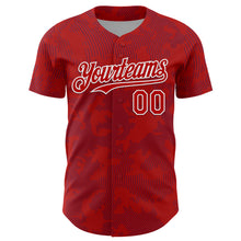 Laden Sie das Bild in den Galerie-Viewer, Custom Red Royal-White Curve Lines Authentic Baseball Jersey
