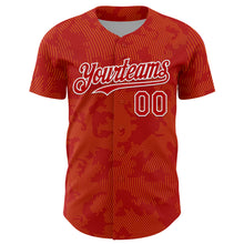 Laden Sie das Bild in den Galerie-Viewer, Custom Red Gold-White Curve Lines Authentic Baseball Jersey