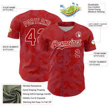 Laden Sie das Bild in den Galerie-Viewer, Custom Red Light Blue-White Curve Lines Authentic Baseball Jersey