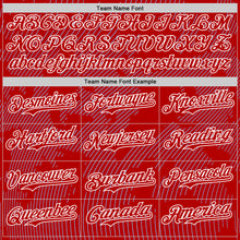 Laden Sie das Bild in den Galerie-Viewer, Custom Red Light Blue-White Curve Lines Authentic Baseball Jersey