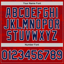 Laden Sie das Bild in den Galerie-Viewer, Custom Red Navy-White Curve Lines Authentic Baseball Jersey