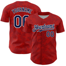 Laden Sie das Bild in den Galerie-Viewer, Custom Red Navy-White Curve Lines Authentic Baseball Jersey