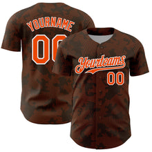 Load image into Gallery viewer, Custom Brown Orange-White Curve Lines Authentic Baseball Jersey