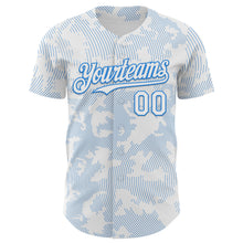 Load image into Gallery viewer, Custom White Electric Blue Curve Lines Authentic Baseball Jersey