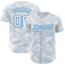 Load image into Gallery viewer, Custom White Electric Blue Curve Lines Authentic Baseball Jersey