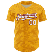 Laden Sie das Bild in den Galerie-Viewer, Custom Gold White-Crimson Curve Lines Authentic Baseball Jersey